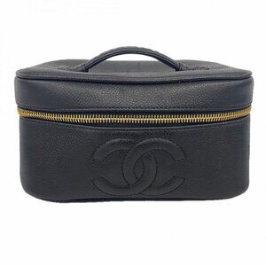 Chanel Vanity Bag Caviar Leather Black Gold